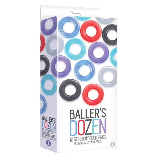 Baller's Dozen - Smooth - Individually Wrapped Cock Rings - Pack of 12 - Just for you desires