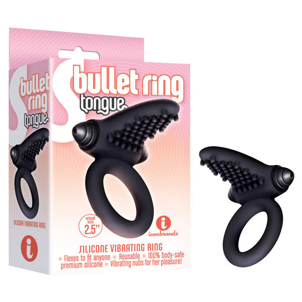S-Bullet Ring - Tongue - Black Vibrating Cock Ring - Just for you desires
