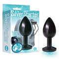 The Silver Starter - Anodised Black 7.1 cm (2.8'') Butt Plug with Aqua Round Jewel - Just for you desires