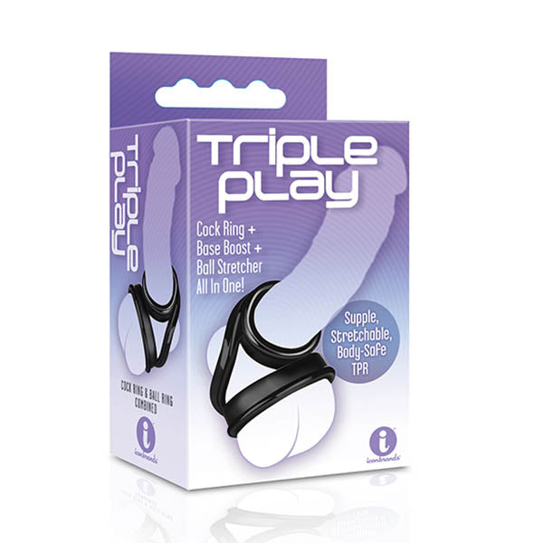 The 9's Triple Ring - Black Cock & Balls Ring - Just for you desires