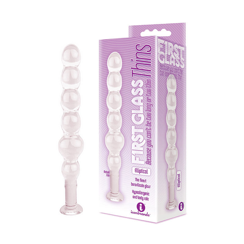 The 9's Glass First Thins, Elliptical - Clear Glass 17.8 cm Anal Beads - Just for you desires