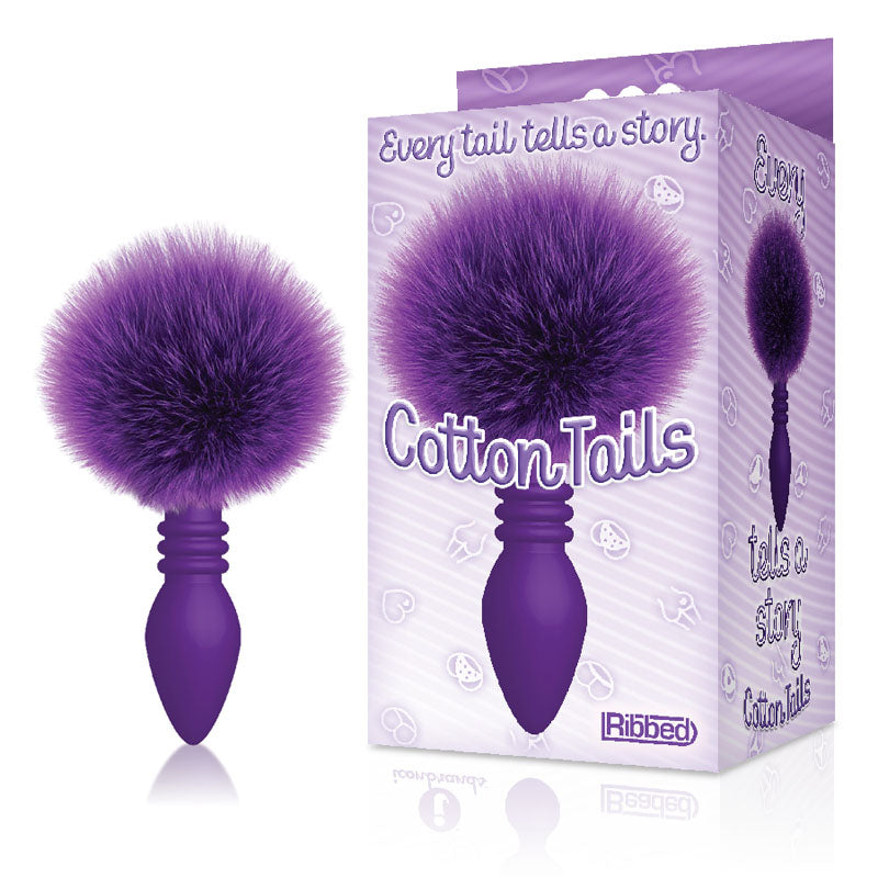 The 9's Cottontails, Ribbed Purple - Purple Butt Plug with Bunny Tail - Just for you desires