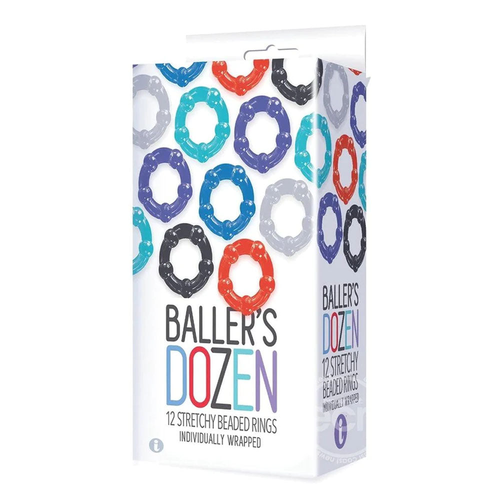 Baller's Dozen - Beaded - Individually Wrapped Cock Rings - Pack of 12 - Just for you desires
