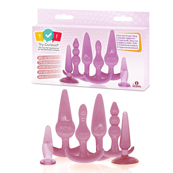 Try-Curious Anal Plug Kit - Pink Anal Kit - Set of 6 - Just for you desires