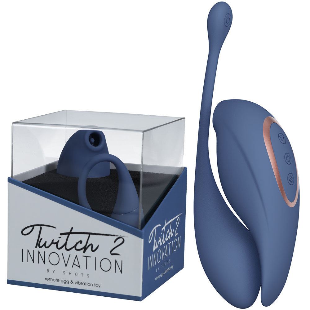 Twitch 2 - Blue - Blue US Rechargeable Suction Vibrator with Remote Vibrating Egg - Just for you desires