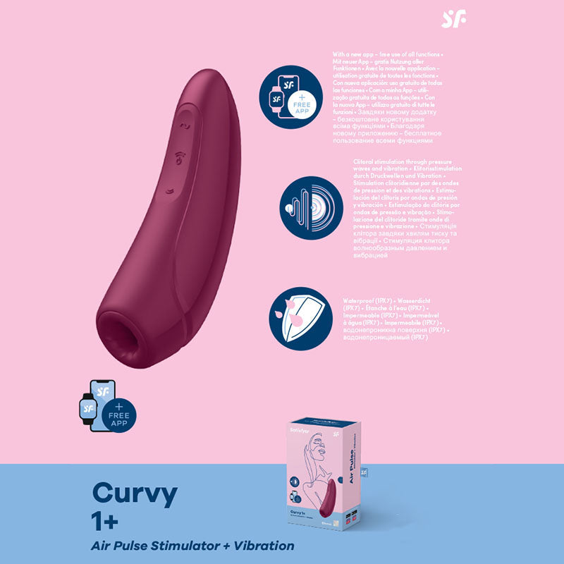 Satisfyer Curvy 1+ - App Contolled Touch-Free USB-Rechargeable Clitoral Stimulator with Vibration - Just for you desires