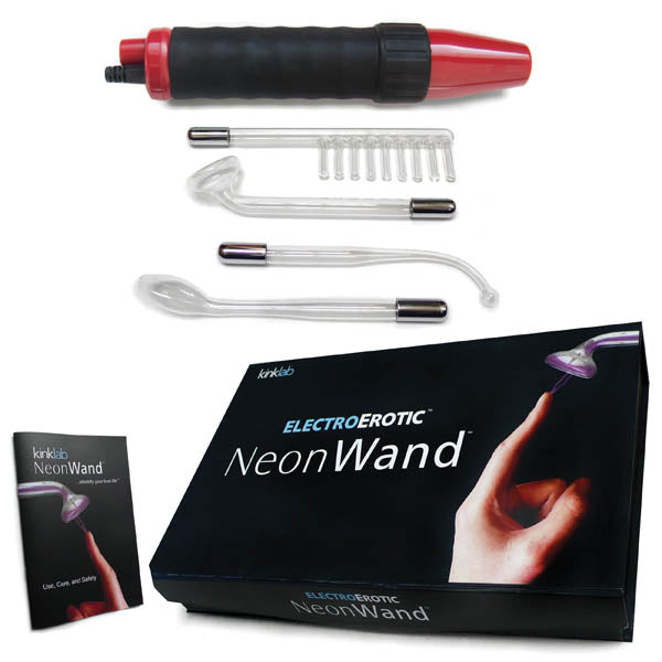 KinkLab Neon Wand Electrosex Kit - Red E-Stim Kit - 5 Piece Set - Just for you desires