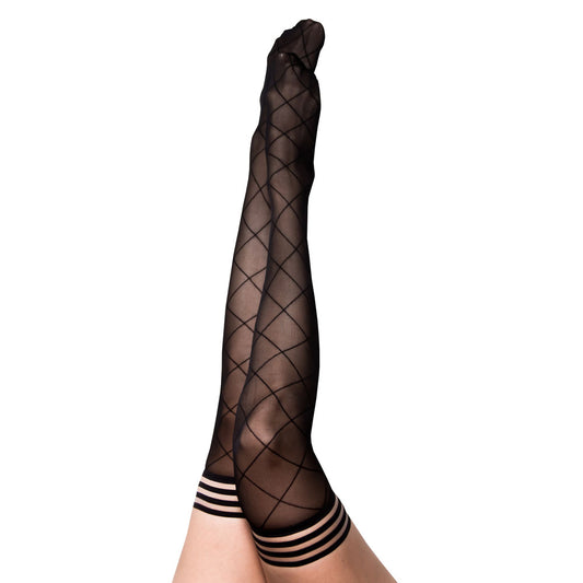 Kixies ANNA Sheer Black Diamond Thigh Highs - Just for you desires