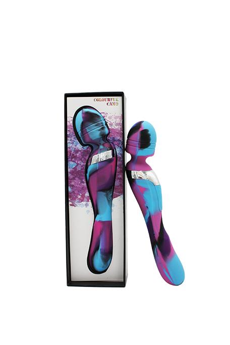 Colourful Camo Beja 2in1 Vibrator Blue - Just for you desires