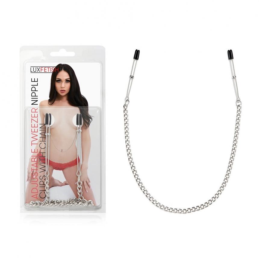 Lux Fetish Adjustable Tweezer Nipple Clips With Chain - Just for you desires
