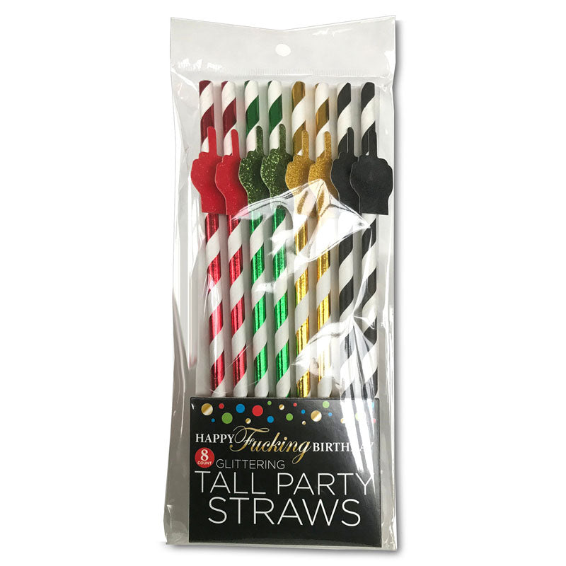Happy Fucking Birthday Tall Party Straws - Party Straws - 8 Pack - Just for you desires