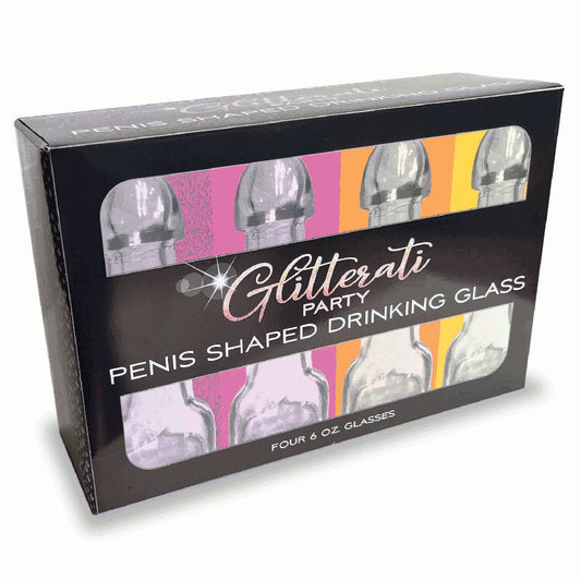 Glitterati Penis 6oz Drinking Glass Pack - Just for you desires