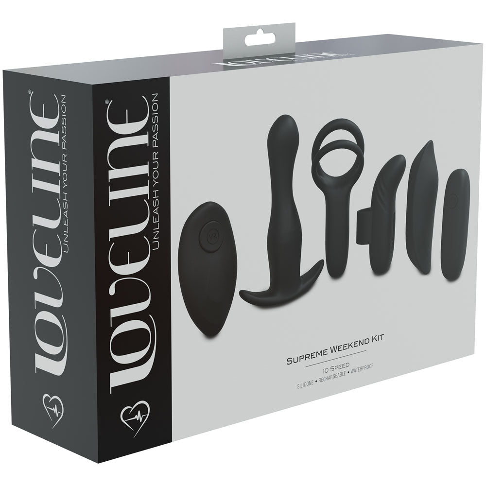 LOVELINE Supreme Weekend Kit - Black - Black USB Rechargeable 5 Piece Kit - Just for you desires