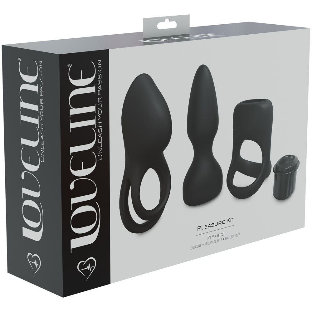 LOVELINE Pleasure Kit - Black - Black USB Rechargeable Male Kit - 3 Piece Set - Just for you desires