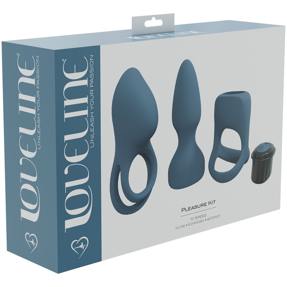 LOVELINE Pleasure Kit - Blue - Blue USB Rechargeable Male Kit - 3 Piece Set - Just for you desires