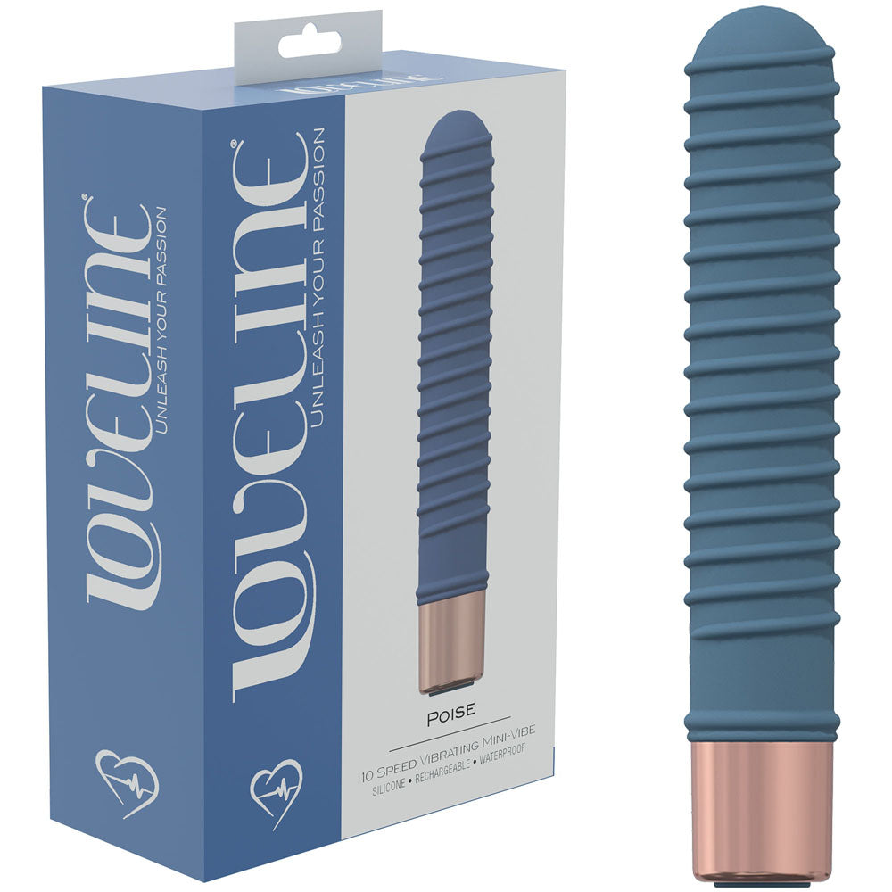 Love Line Poise 10 Speed Mini Vibe Silicone Rechargeable Waterproof Blue/Grey