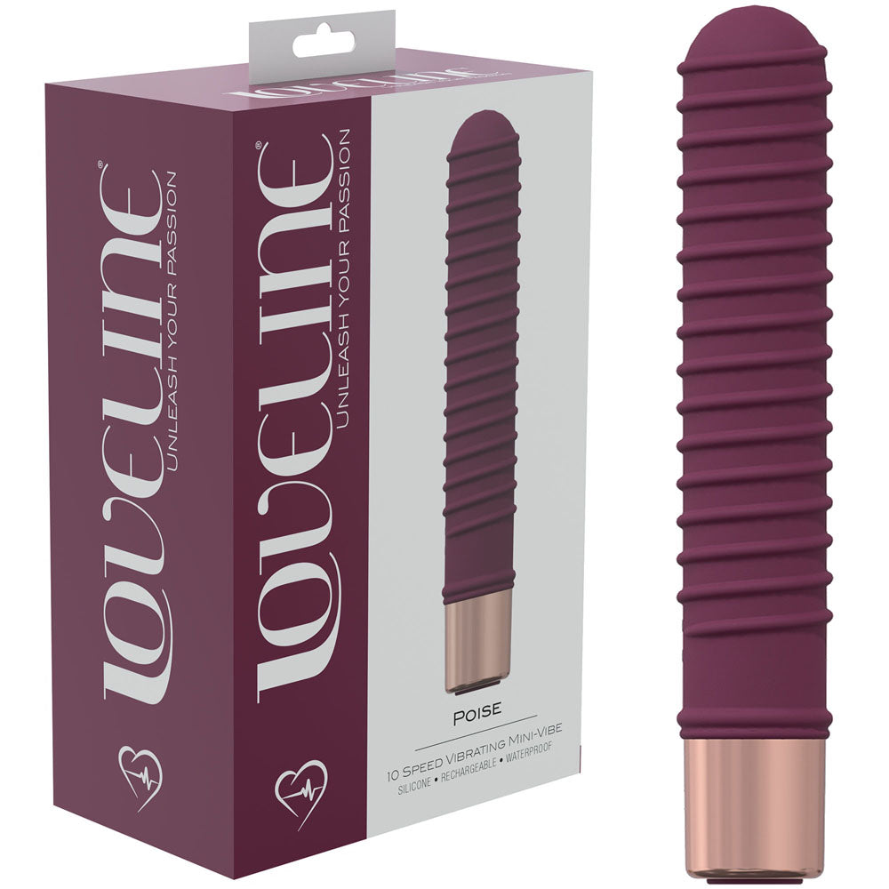 Love Line Poise 10 Speed Mini Vibe Silicone Rechargeable Waterproof Burgundy