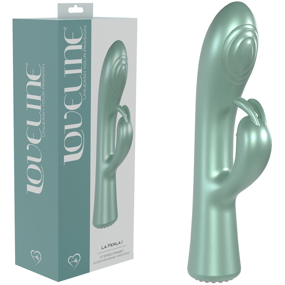 LOVELINE La Perla I - Green - Pearlescent Green 19.2 cm USB Rechargeable Rabbit Vibrator - Just for you desires