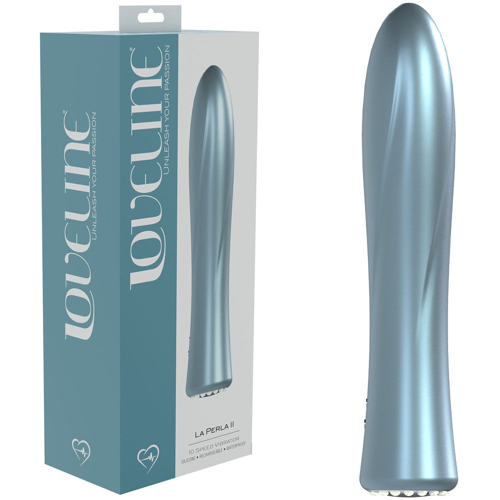 LOVELINE La Perla II - Blue - Pearlescent Blue 19.2 cm USB Rechargeable Vibrator - Just for you desires