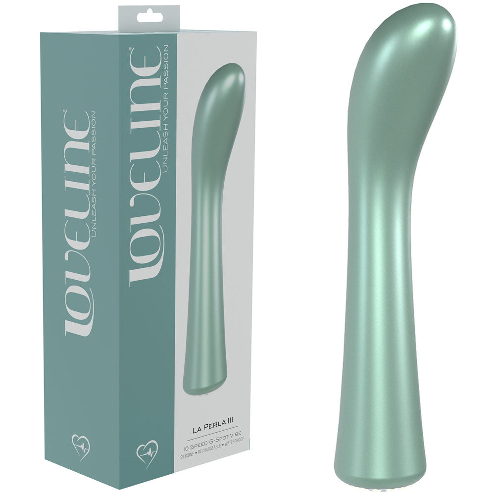 LOVELINE La Perla III - Green - Pearlescent Green 19.2 cm USB Rechargeable Vibrator - Just for you desires
