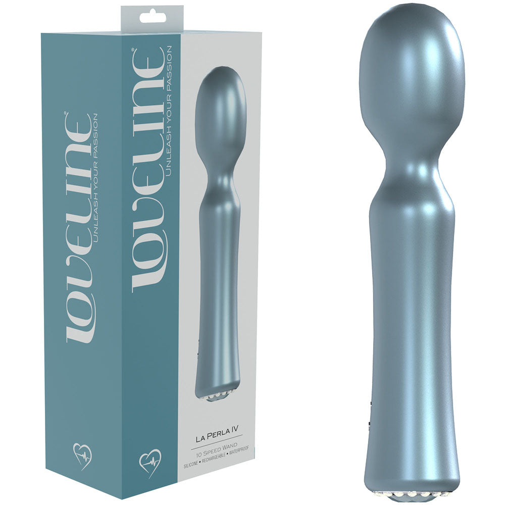 LOVELINE La Perla IV - Blue - Pearlescent Blue 19.2 cm USB Rechargeable Massage Wand - Just for you desires