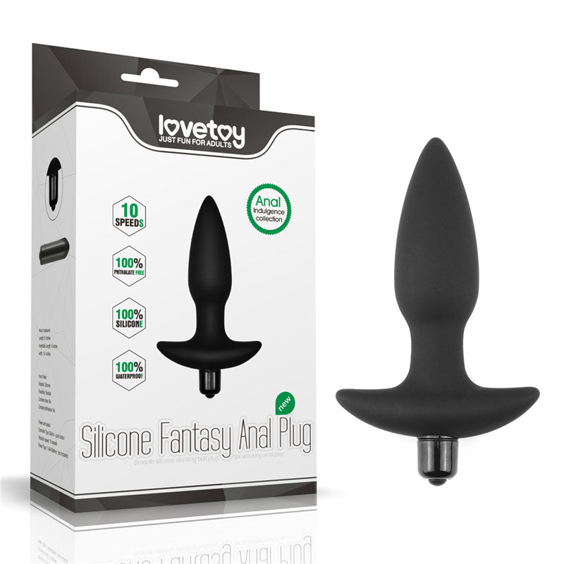 Anal Indulgence Collection Silicone Fantasy Anal Plug - Black 14.5 cm Vibrating Butt Plug - Just for you desires