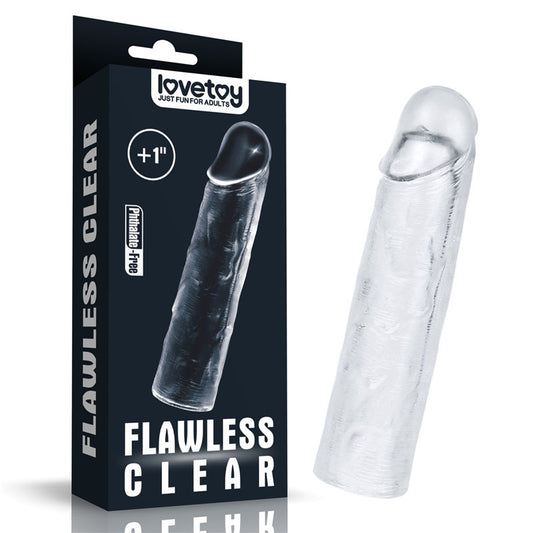 Flawless Clear Penis Sleeve 1'' - Clear 2.5 cm Penis Extender Sleeve - Just for you desires