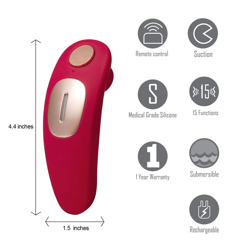 Maia Remi - Red USB Rechargeable Panty Vibe with Suction - Just for you desires