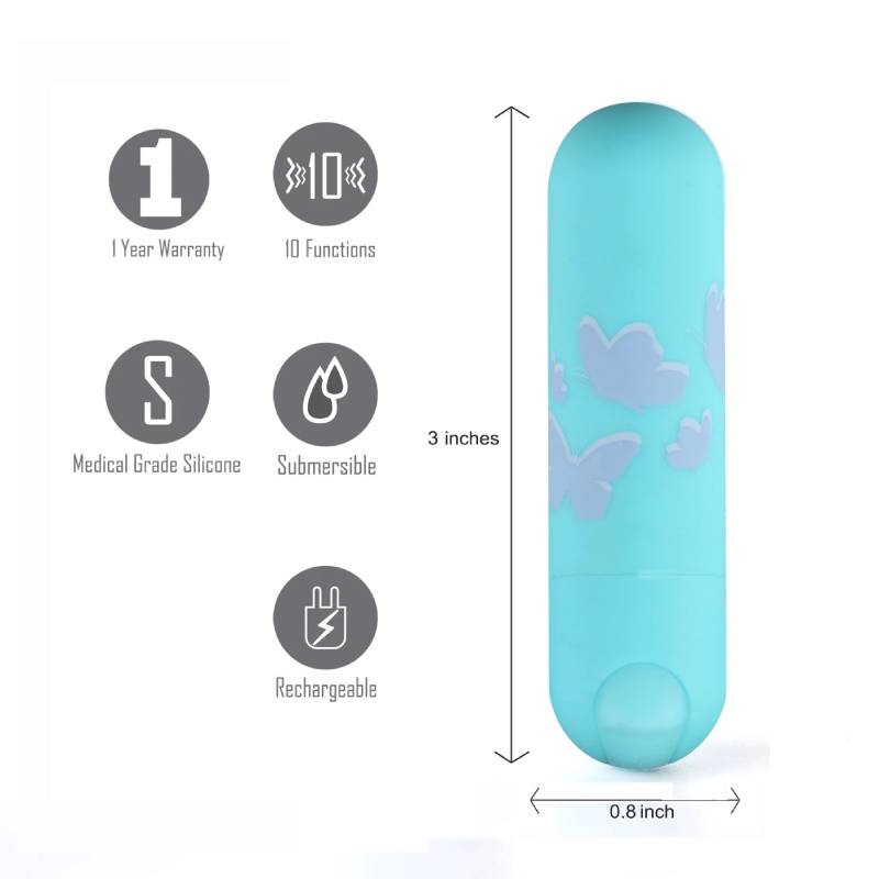 Maia Julia - Teal 7.6 cm USB Rechargeable Bullet - Just for you desires