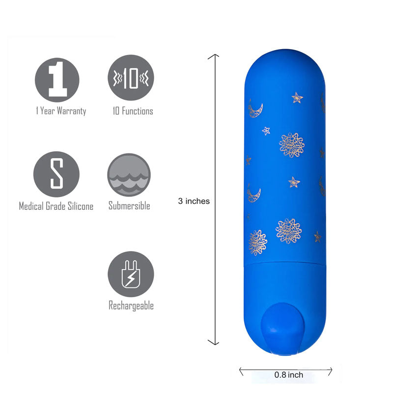Maia Luna - Blue 7.6 cm USB Rechargeable Bullet - Just for you desires