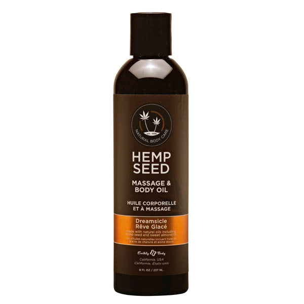 Hemp Seed Massage & Body Oil - Dreamsicle (Tangerine & Plum) Scented - 237 ml Bottle - Just for you desires