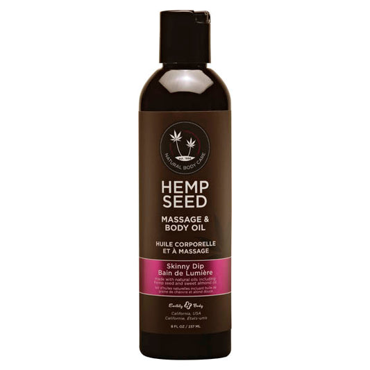 Hemp Seed Massage & Body Oil - Skinny Dip (Vanilla & Fairy Floss) Scented - 237 ml Bottle