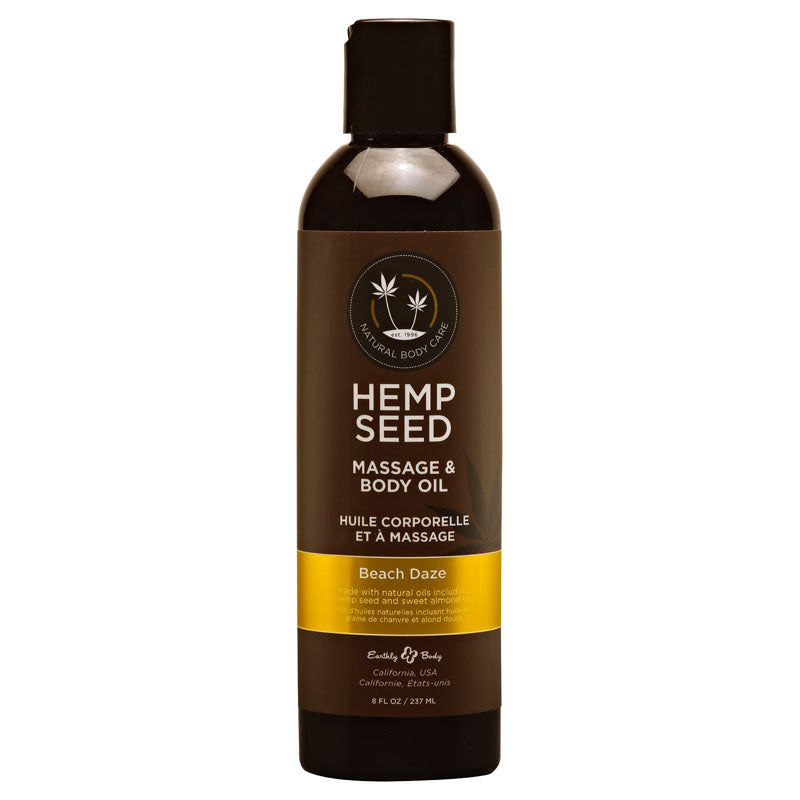 Hemp Seed Massage & Body Oil - Beach Daze (Coconut & Pineapple) Scented - 237 ml Bottle - Just for you desires