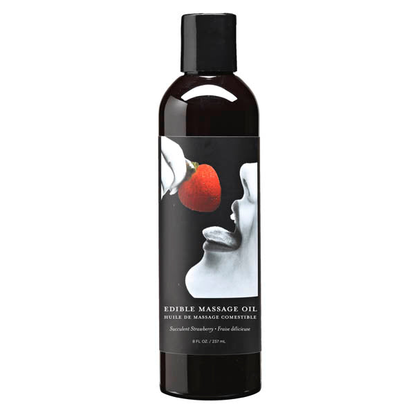 Edible Massage Oil - Succulent Strawberry Flavoured - 237 ml Bottle - Just for you desires