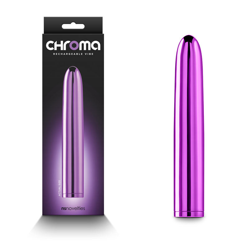 Chroma - Purple - Metallic Purple 17 cm USB Rechargeable Vibrator - Just for you desires