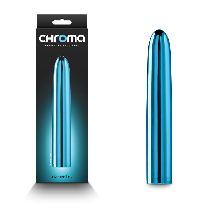 Chroma - Teal - Metallic Teal 17 cm USB Rechargeable Vibrator - Just for you desires