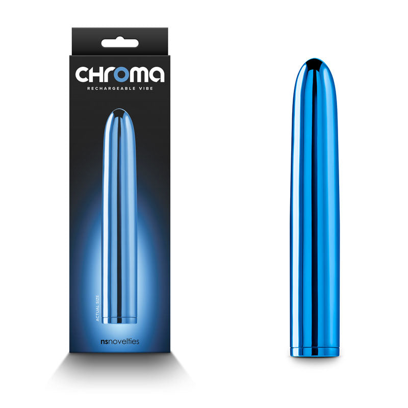 Chroma - Blue - Metallic Blue 17 cm USB Rechargeable Vibrator - Just for you desires