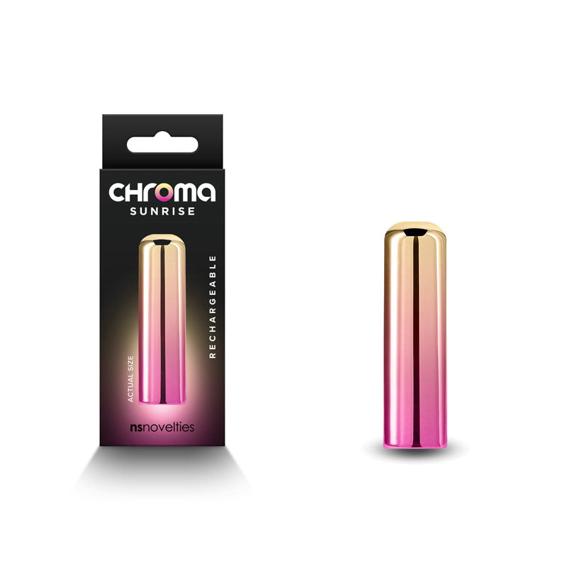 Chroma Sunrise - Small - Metallic Pink/Gold 6.8 cm USB Rechargeable Bullet - Just for you desires