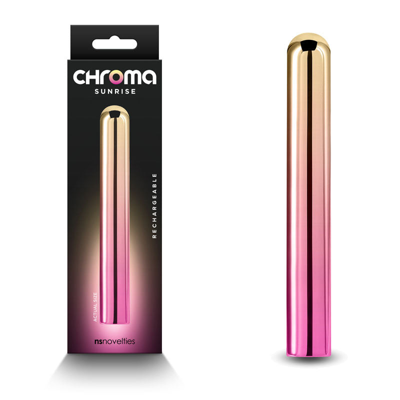 Chroma Sunrise - Large - Metallic Pink/Gold 13.8 cm USB Rechargeable Vibrator - Just for you desires