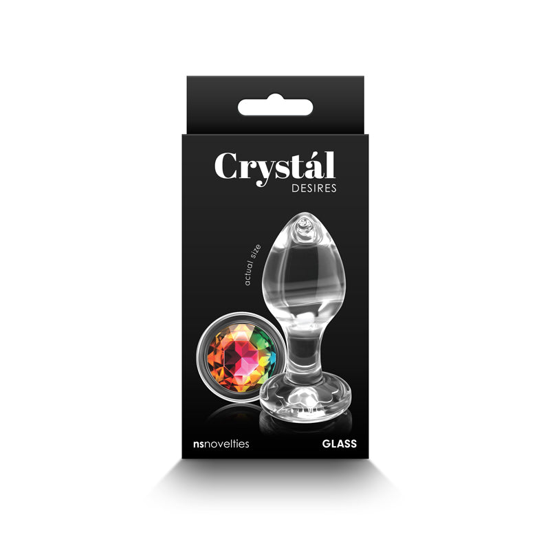 Crystal Desires - Rainbow Gem - Medium - Clear Glass 8.4 cm Butt Plug with Rainbow Gem Base - Just for you desires