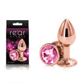 Rear Assets Rose Gold Small - Rose Gold Small Metal Butt Plug with Pink Gem Base - Just for you desires