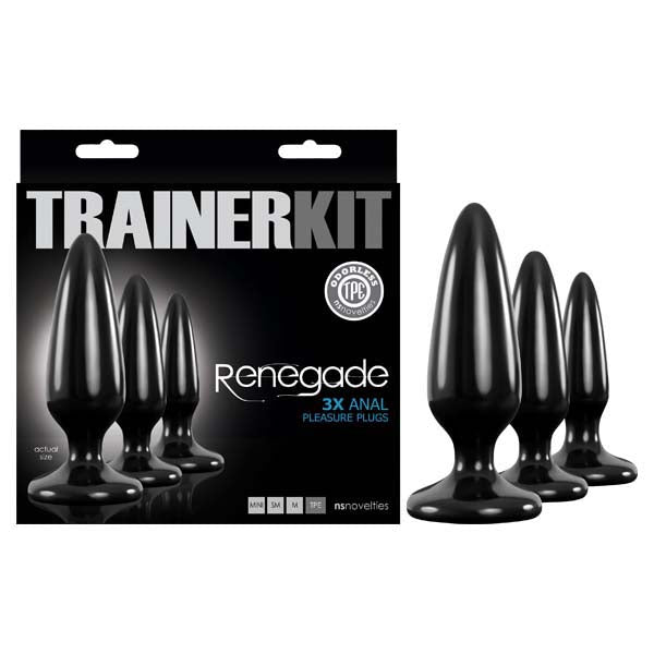 Renegade Pleasure Plug Trainer Kit - Black Butt Plugs - Set of 3 Sizes - Just for you desires