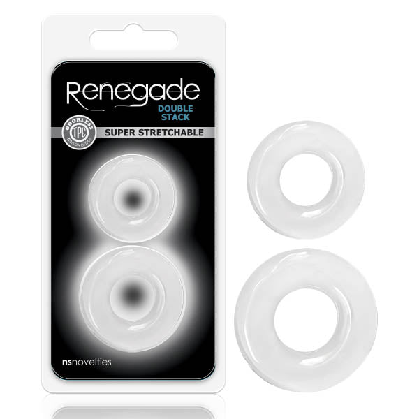 Renegade - Double Stack - Clear Cock Rings - Set of 2 - Just for you desires