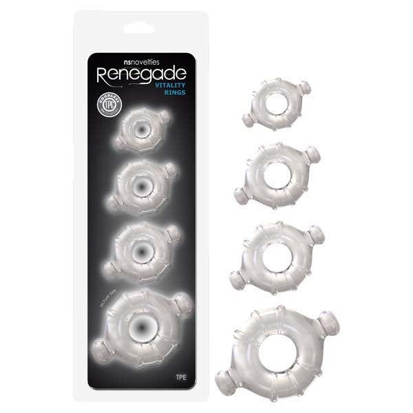 Renegade Vitality Rings - Clear Cock Rings - Set of 4 Sizes - Just for you desires