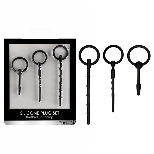 OUCH! Urethral Sounding Plug Set - Black - Set of 3 Sizes - Just for you desires