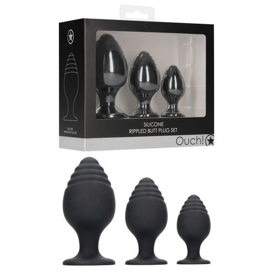 Ouch! Rippled Butt Plug Set - Just for you desires