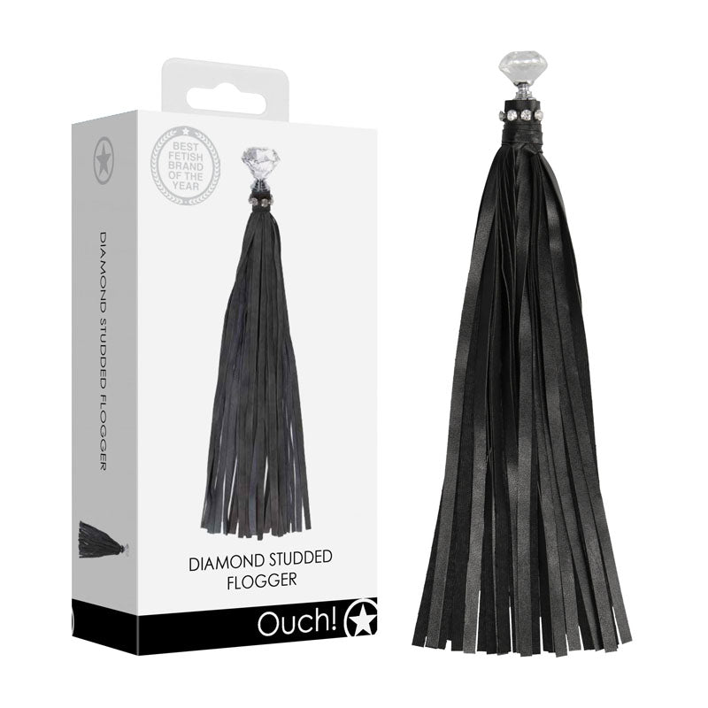 OUCH! Diamond Studded Whip - Black Whip - Just for you desires