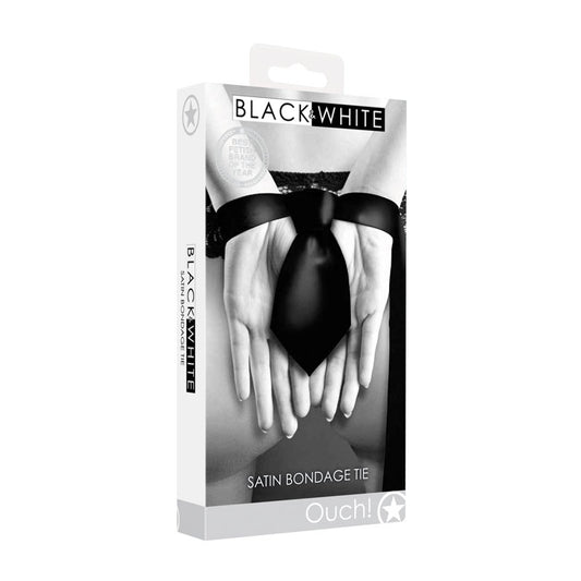 OUCH! Black & White Satin Bondage Tie - Just for you desires