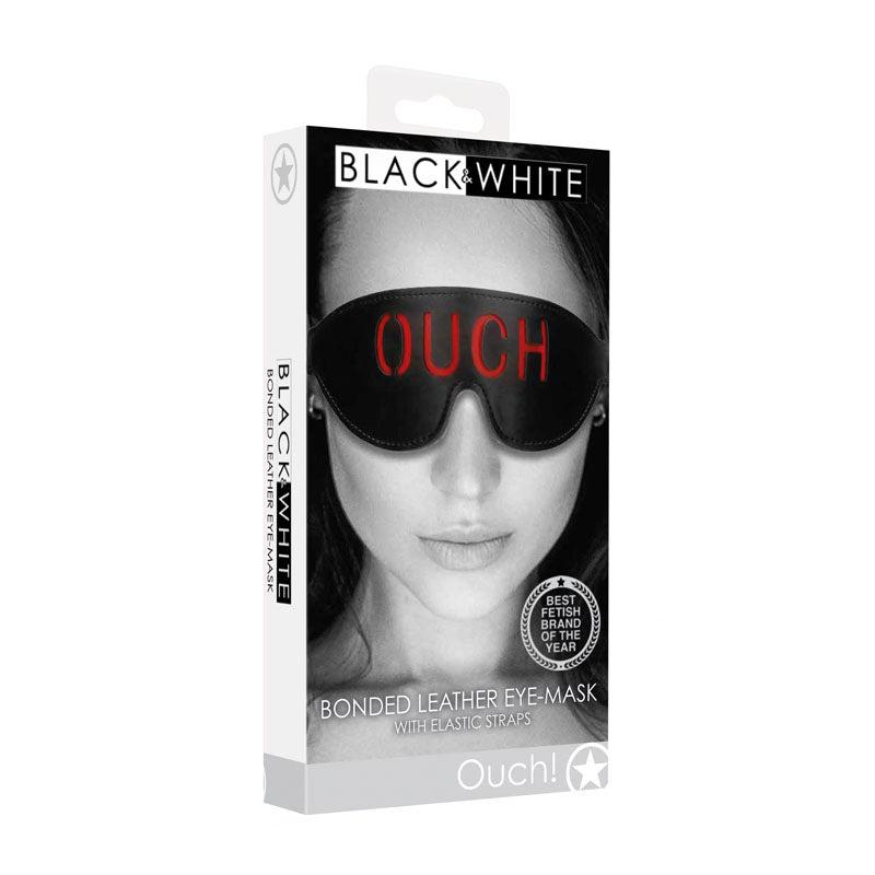 OUCH! Black & White Bonded Leather Eye-Mask ''Ouch'' - Black Eye Restraint - Just for you desires