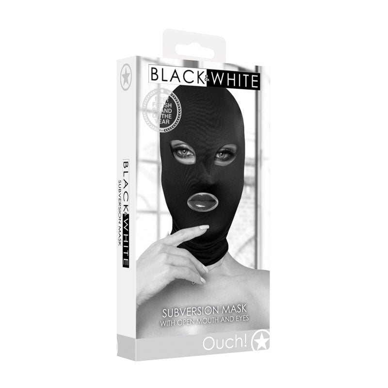 OUCH! Subversion Mask With Open Mouth - Black Hood - Just for you desires